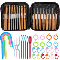 KRABALL Bamboo Handle Crochet Hooks Kit Knitting Needles Set DIY Craft Crochet Tools For Yarn Weave Knit Tool Accessories