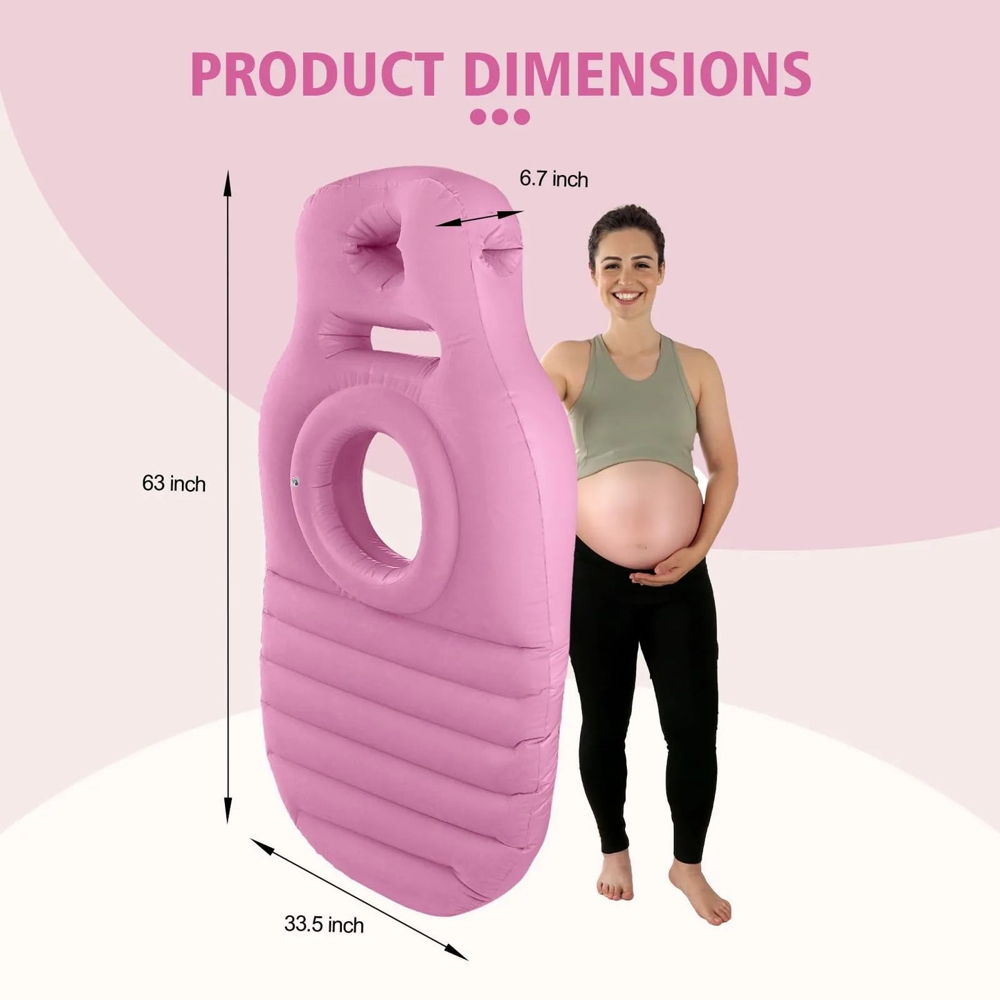 Inflatable Mattress Pregnancy Pillow O-type Yoga Mat With Belly Hole Best For Prone Sleepers (Need to inflate by oneself)