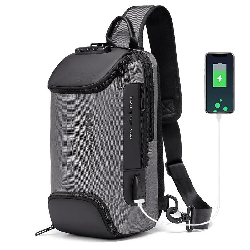 Men Fashion Anti-theft Lock Multifunction Shoulder Bags USB Charging Sling Crossbody Travel Messenger Chest Bag Pack For Male