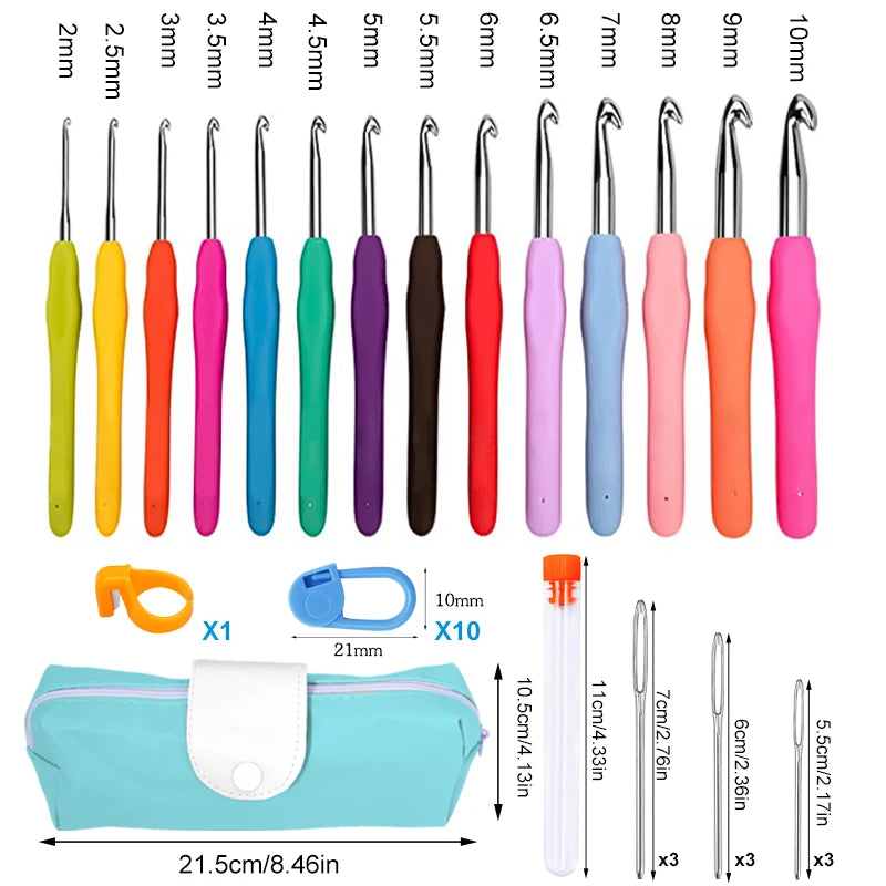 Fenrry Crochet Hooks Set Crochet Large-Eye Blunt Yarn Weave Knitting Needles Kit Needle Set Weave Craft Tools With Bag