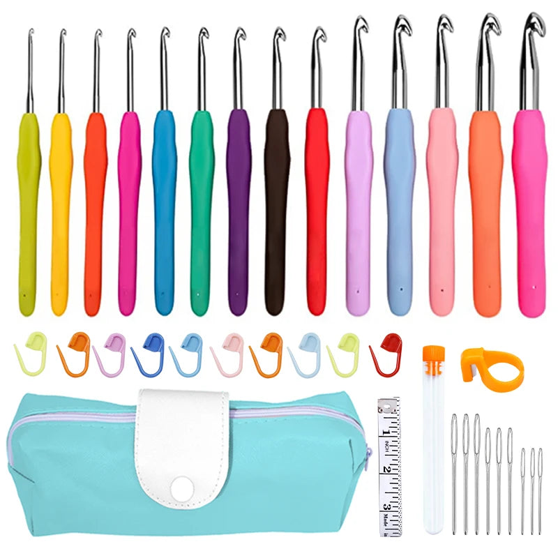 Fenrry Crochet Hooks Set Crochet Large-Eye Blunt Yarn Weave Knitting Needles Kit Needle Set Weave Craft Tools With Bag
