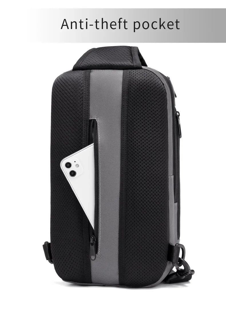 Men Fashion Anti-theft Lock Multifunction Shoulder Bags USB Charging Sling Crossbody Travel Messenger Chest Bag Pack For Male