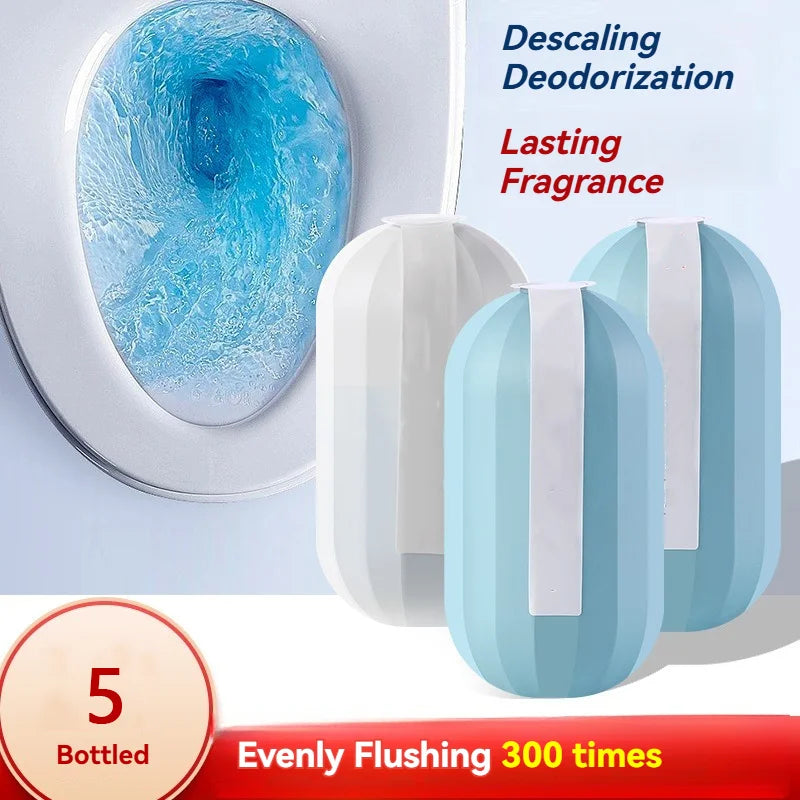 5-Pack Automatic Toilet Bowl Cleaner - Modern Design, Removes Stains & Odors, Natural Floral & Lemon Scents, Easy Installation