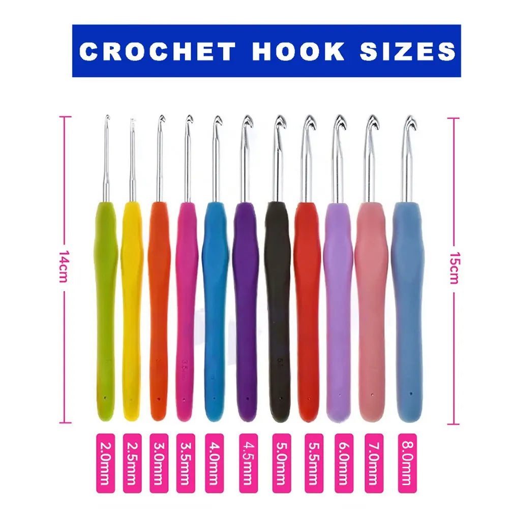 Crochet Hooks Set Yarn Knitting Needles with Case Colorful Crochet Hooks Kit Ergonomic Handle for Mom Grandma Gifts