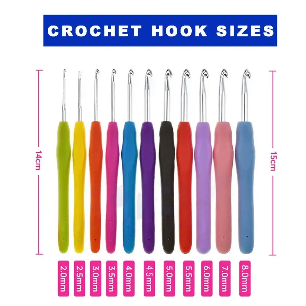 Crochet Hooks Set Yarn Knitting Needles with Case Colorful Crochet Hooks Kit Ergonomic Handle for Mom Grandma Gifts