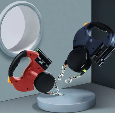 Automatic retractable two-end pet Dog leash with LED Light, 360 Swivel No Tangle for Each Adjustable Strap Auto Pet Leash Rope