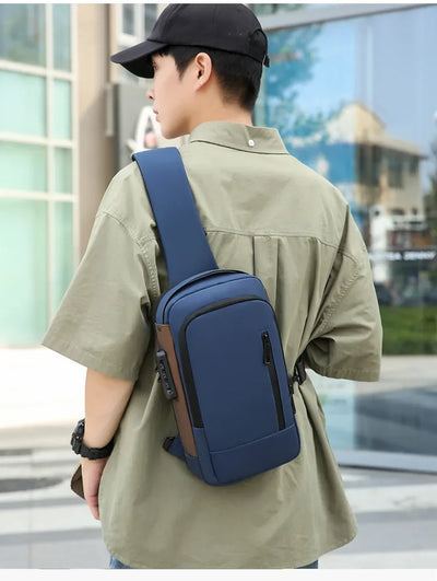 Fashion Business Men's Crossbody Bag Anti-Theft Password Lock Men's Chest Bag With USB Charging Port Travel Shoulder Bag for Man