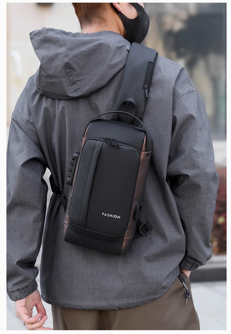 Men Anti Theft Chest Bag Shoulder Bags USB Charging Crossbody Package School Short Trip Messengers Bags Men's Oxford Sling Pack
