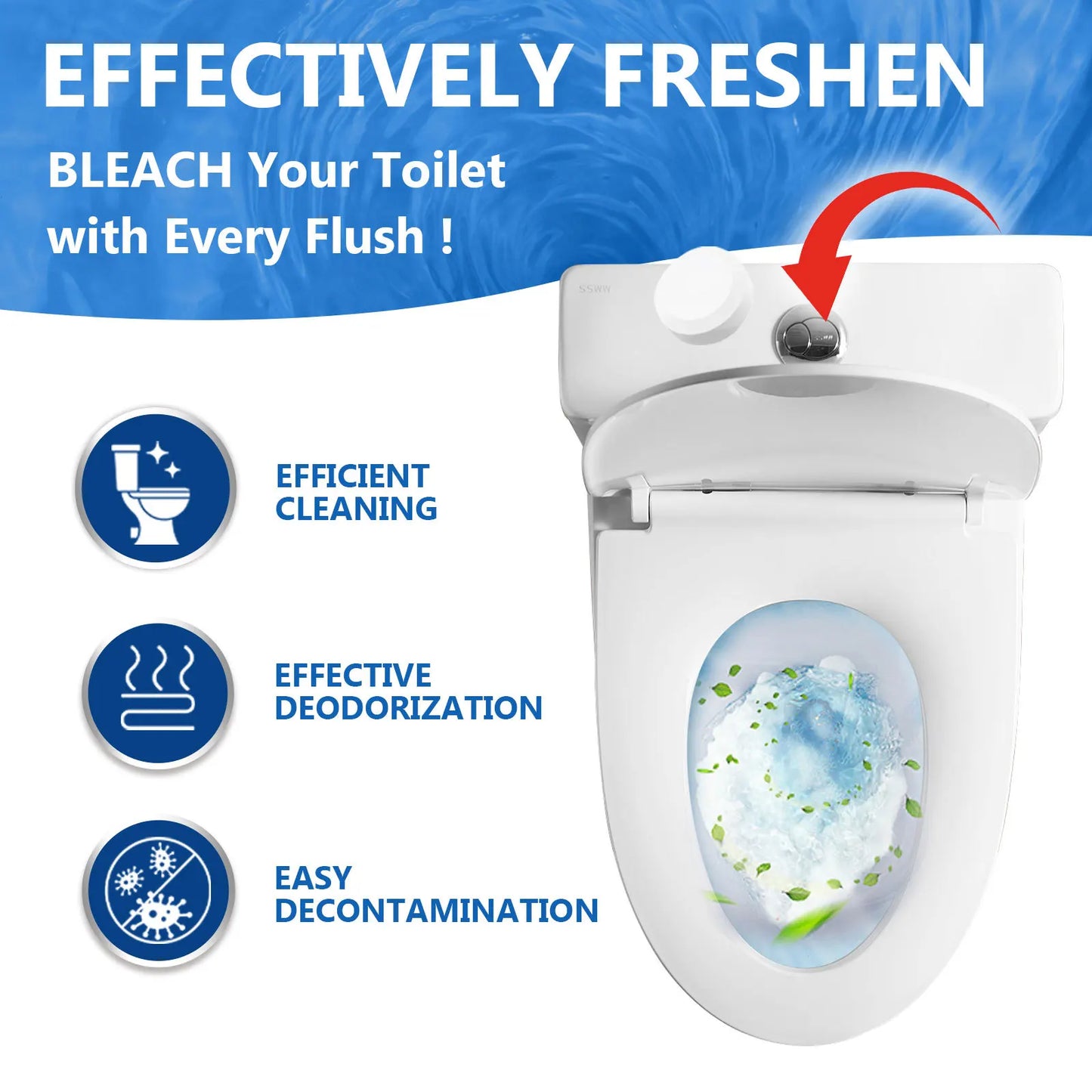 12pcs Automatic Toilet Bowl Cleaner Tablets with Bleach - Sustained-Release, Easy-Dissolve Formula, Efficient Stain Removal, Min
