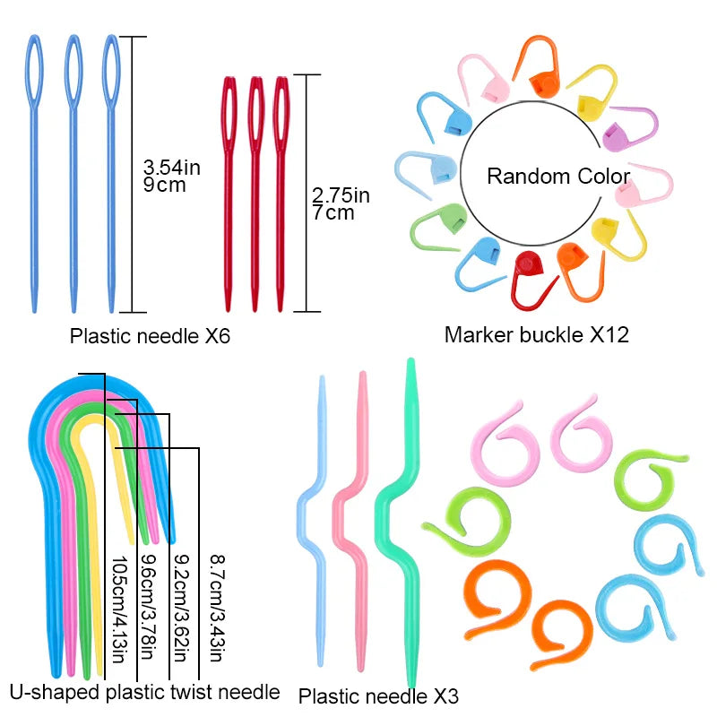 KRABALL Bamboo Handle Crochet Hooks Kit Knitting Needles Set DIY Craft Crochet Tools For Yarn Weave Knit Tool Accessories