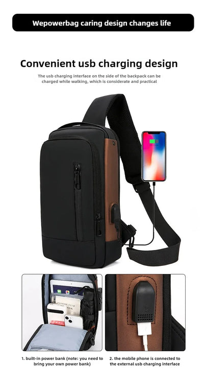 Fashion Business Men's Crossbody Bag Anti-Theft Password Lock Men's Chest Bag With USB Charging Port Travel Shoulder Bag for Man