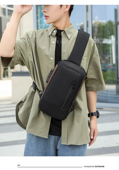 Fashion Business Men's Crossbody Bag Anti-Theft Password Lock Men's Chest Bag With USB Charging Port Travel Shoulder Bag for Man