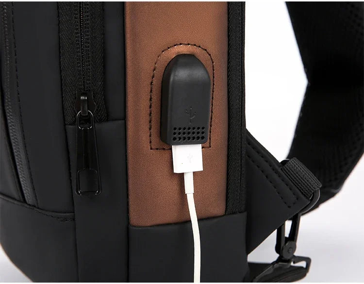 Fashion Business Men's Crossbody Bag Anti-Theft Password Lock Men's Chest Bag With USB Charging Port Travel Shoulder Bag for Man