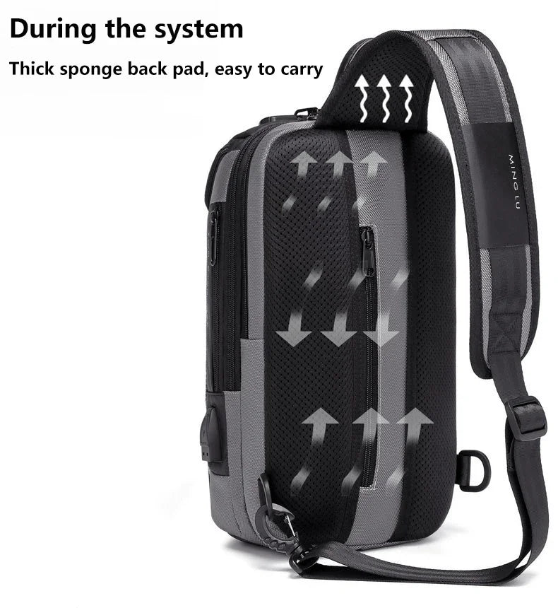 Men Fashion Anti-theft Lock Multifunction Shoulder Bags USB Charging Sling Crossbody Travel Messenger Chest Bag Pack For Male
