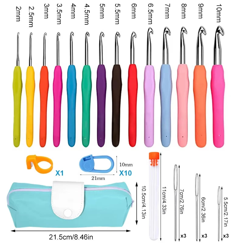 Fenrry Crochet Hooks Set Crochet Large-Eye Blunt Yarn Weave Knitting Needles Kit Needle Set Weave Craft Tools With Bag