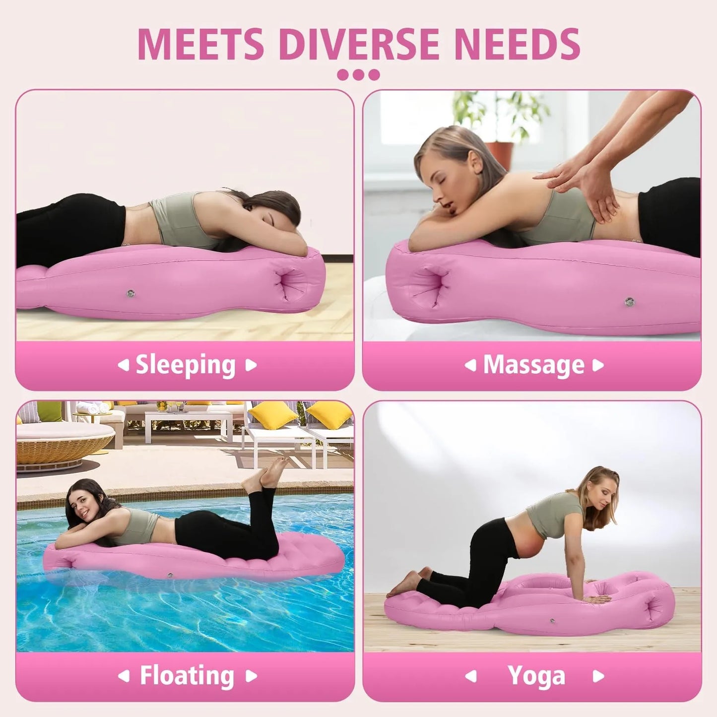 Inflatable Mattress Pregnancy Pillow O-type Yoga Mat With Belly Hole Best For Prone Sleepers （Need to inflate by oneself）