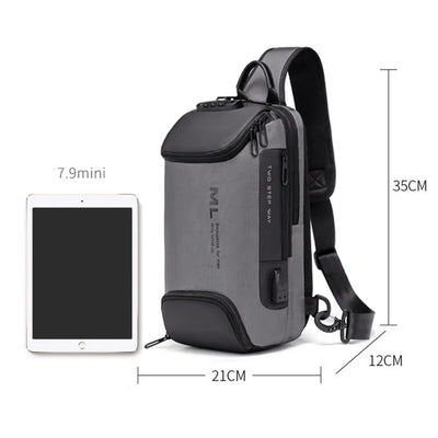Men Fashion Anti-theft Lock Multifunction Shoulder Bags USB Charging Sling Crossbody Travel Messenger Chest Bag Pack For Male