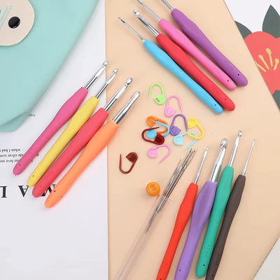 Fenrry Crochet Hooks Set Crochet Large-Eye Blunt Yarn Weave Knitting Needles Kit Needle Set Weave Craft Tools With Bag