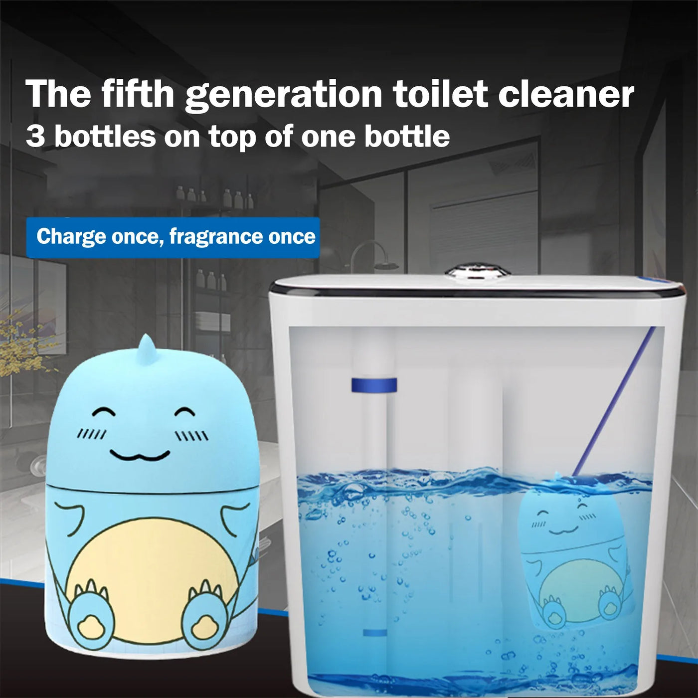 Automatic Bathroom Toilet Tank Cleaner With Ocean Scent Cute Dinosaur-Shaped Toilet Bowl Cleaner Bottle Bathroom Cleaning Supply