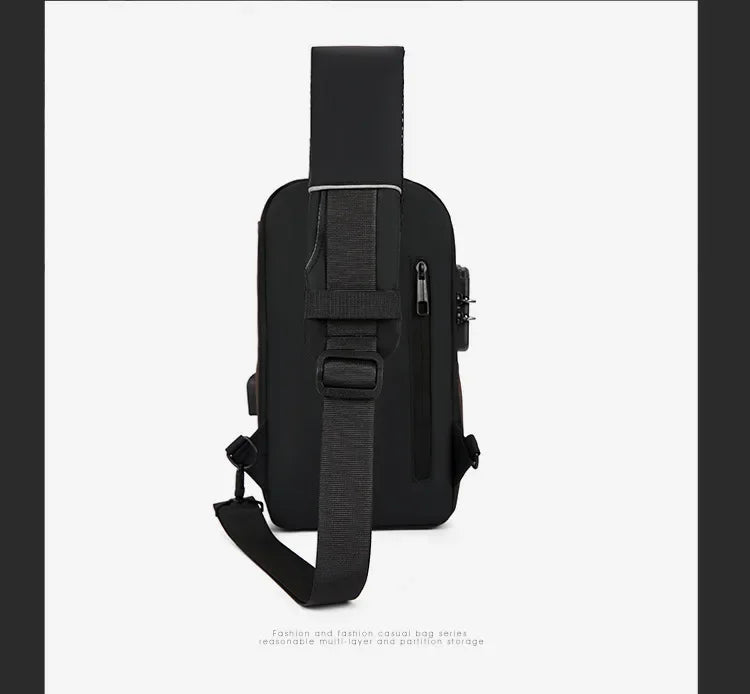 Fashion Business Men's Crossbody Bag Anti-Theft Password Lock Men's Chest Bag With USB Charging Port Travel Shoulder Bag for Man