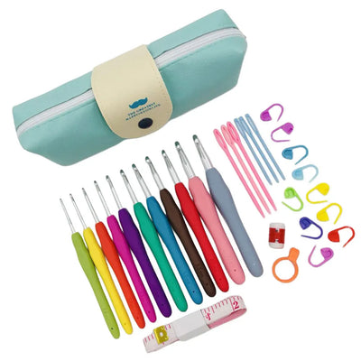 Crochet Hooks Set Yarn Knitting Needles with Case Colorful Crochet Hooks Kit Ergonomic Handle for Mom Grandma Gifts