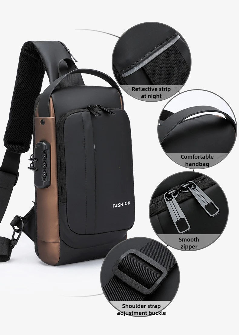 Men Anti Theft Chest Bag Shoulder Bags USB Charging Crossbody Package School Short Trip Messengers Bags Men's Oxford Sling Pack