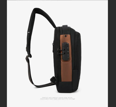 Fashion Business Men's Crossbody Bag Anti-Theft Password Lock Men's Chest Bag With USB Charging Port Travel Shoulder Bag for Man