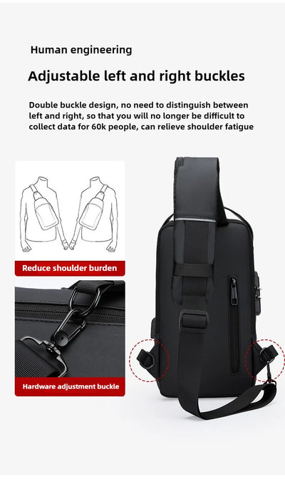 Men Anti Theft Chest Bag Shoulder Bags USB Charging Crossbody Package School Short Trip Messengers Bags Men's Oxford Sling Pack