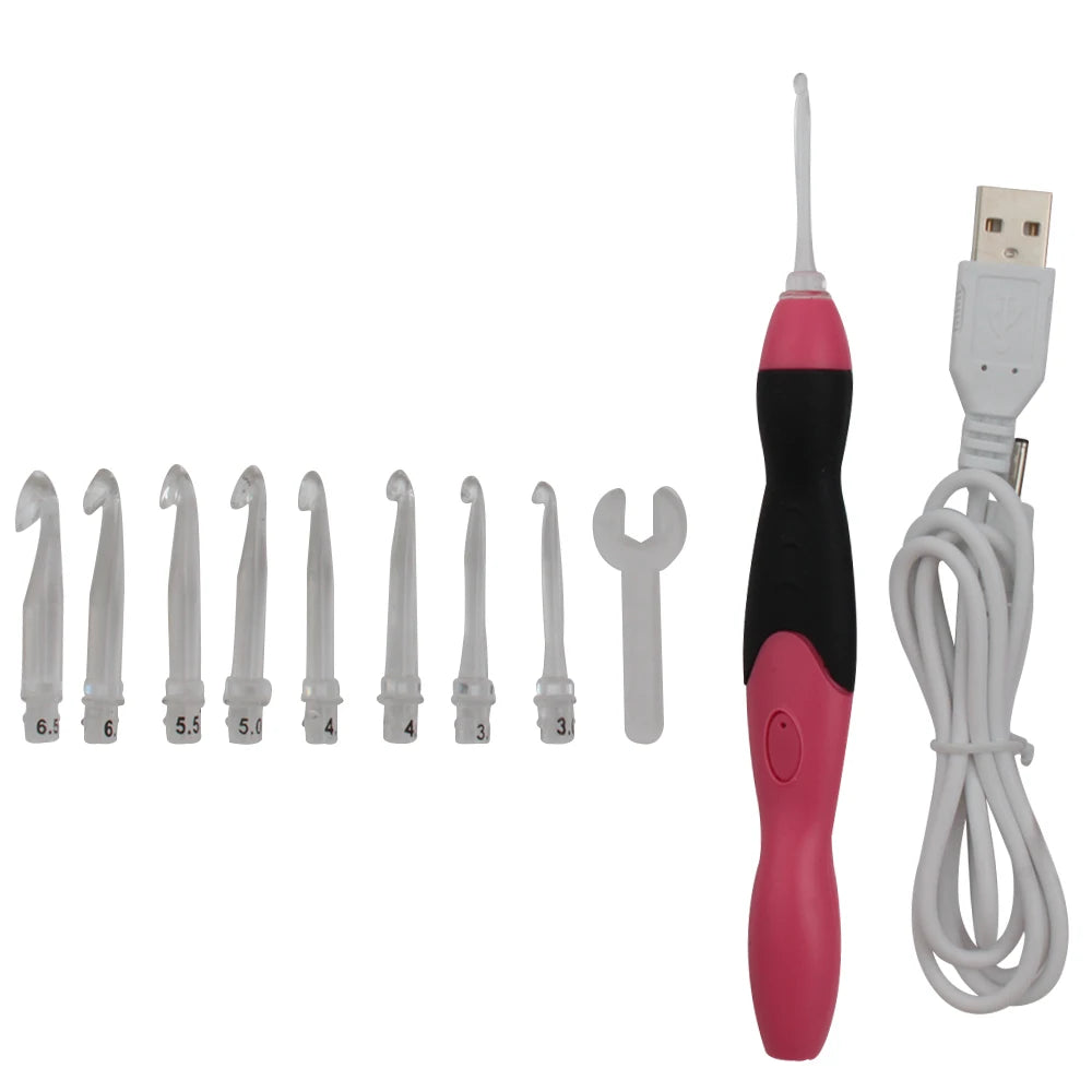 9-In-1 Luminous Led Needle Usb Knitting Knitting Tool Kit Crochet Knitting Hooks Set Knitting Tool Needle