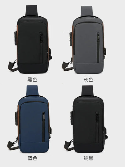 Fashion Business Men's Crossbody Bag Anti-Theft Password Lock Men's Chest Bag With USB Charging Port Travel Shoulder Bag for Man