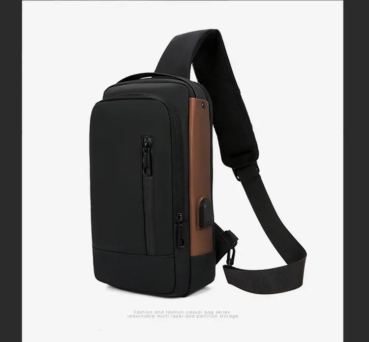 Fashion Business Men's Crossbody Bag Anti-Theft Password Lock Men's Chest Bag With USB Charging Port Travel Shoulder Bag for Man