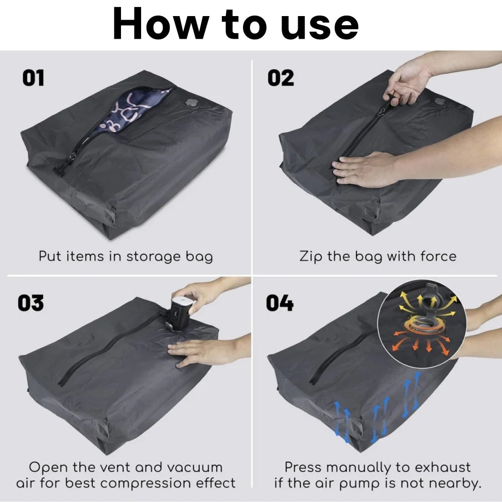 Vacuum Storage Bags Travel Essentials Compression Pack Empty Bag Clothes Vacuum Travel Bag, for Suitcases Backpack Space Saver
