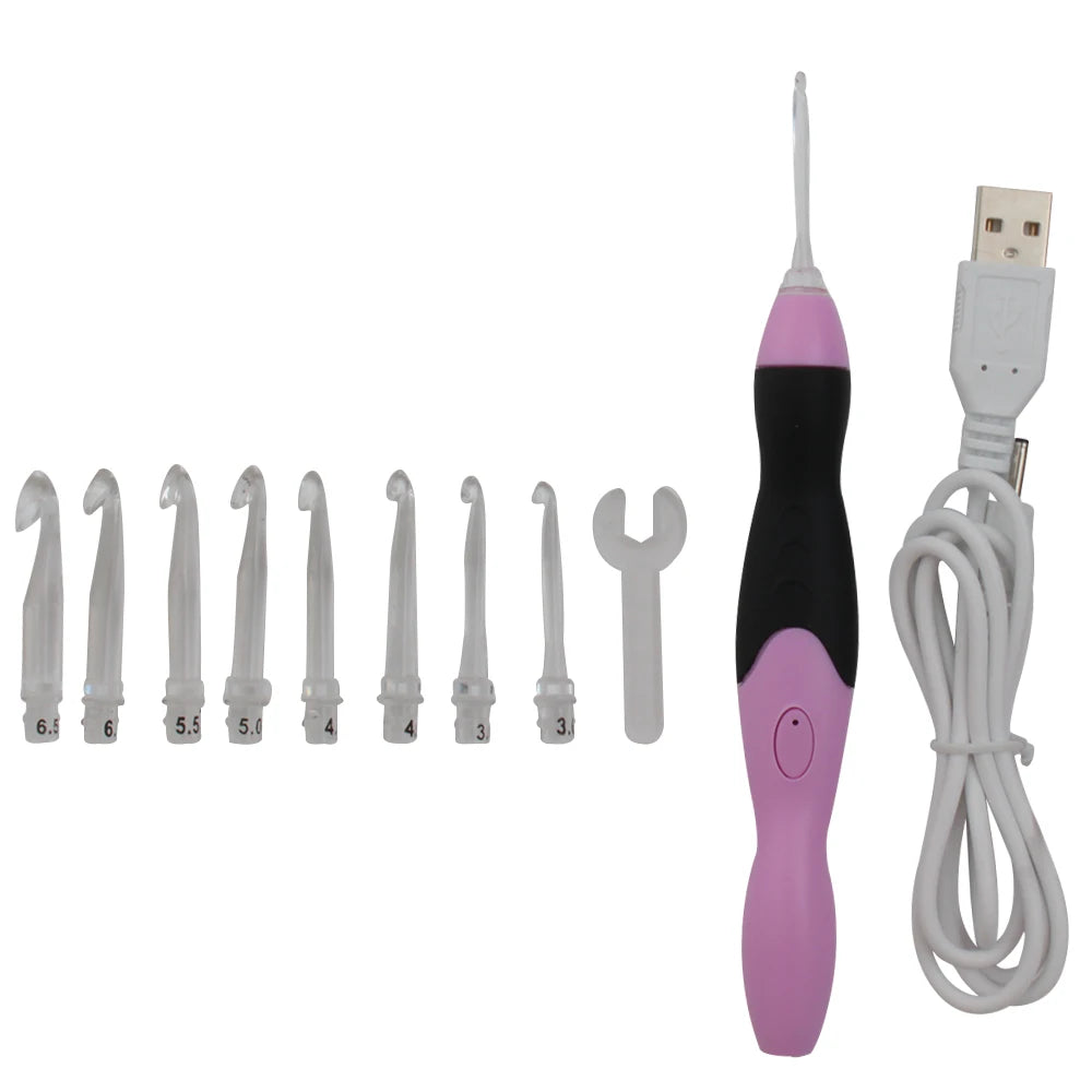 9-In-1 Luminous Led Needle Usb Knitting Knitting Tool Kit Crochet Knitting Hooks Set Knitting Tool Needle