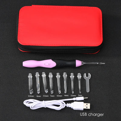 9 in 1 USB Light Up Crochet Hooks Handmade Knitting Needles LED Sewing Tools Set DIY Weaving Sweater Tool Kit Sewing Accessories