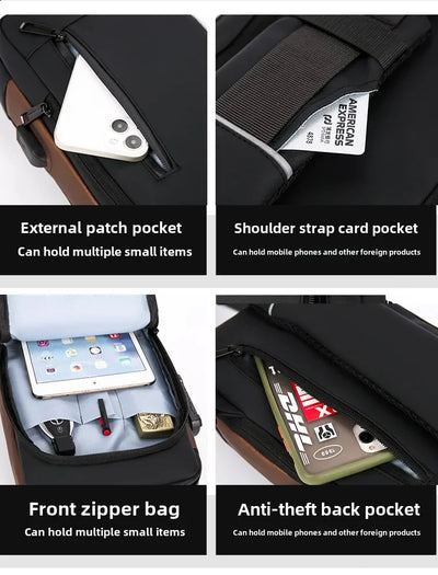 Fashion Business Men's Crossbody Bag Anti-Theft Password Lock Men's Chest Bag With USB Charging Port Travel Shoulder Bag for Man