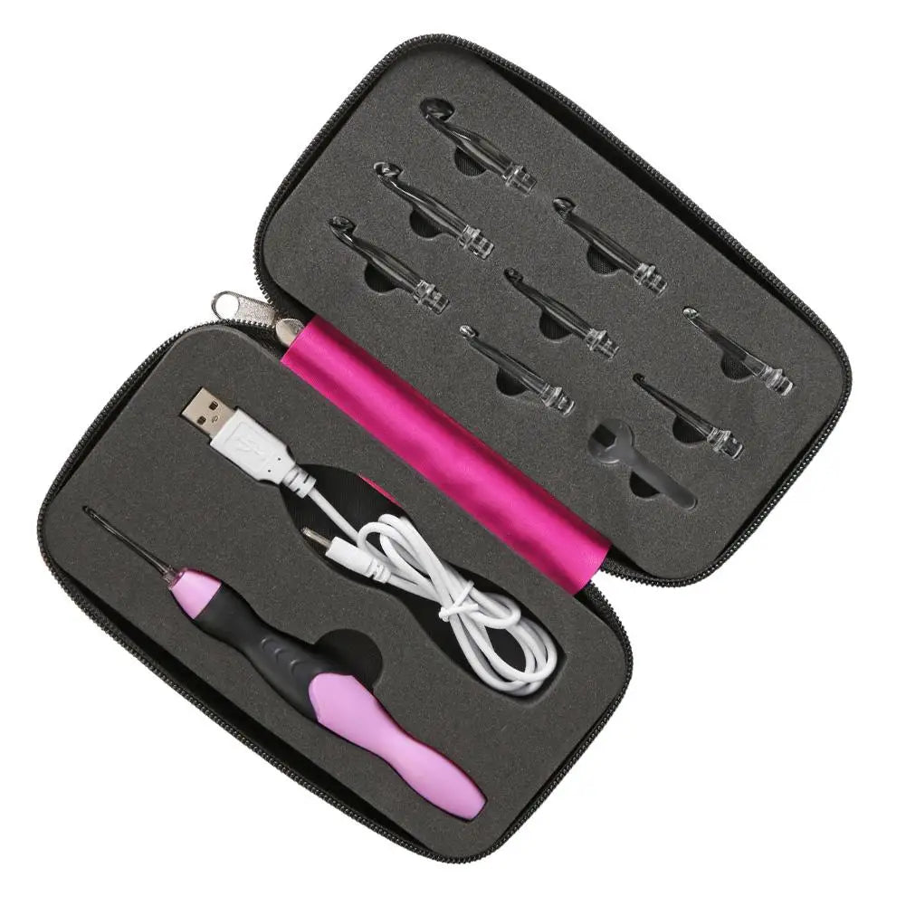 9 in 1 USB Light Up Crochet Hooks Handmade Knitting Needles LED Sewing Tools Set DIY Weaving Sweater Tool Kit Sewing Accessories