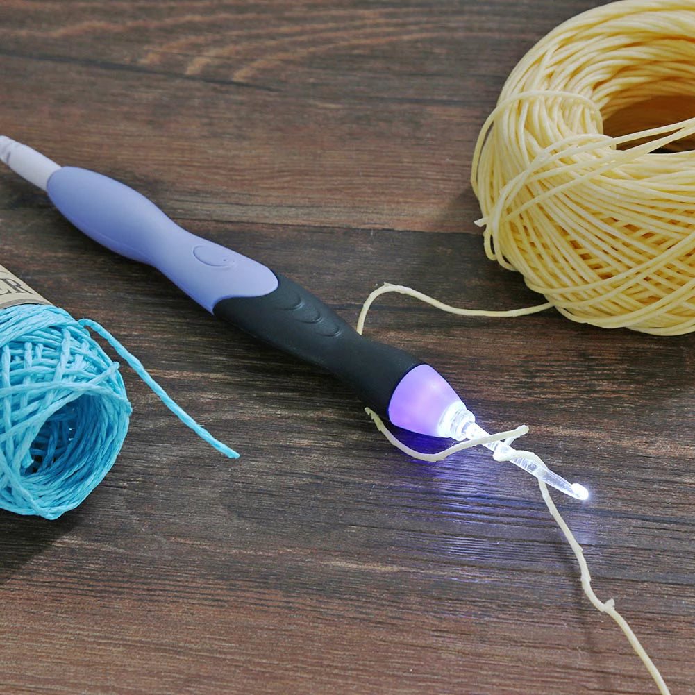 9 in 1 USB Light Up Crochet Hooks Handmade Knitting Needles LED Sewing Tools Set DIY Weaving Sweater Tool Kit Sewing Accessories