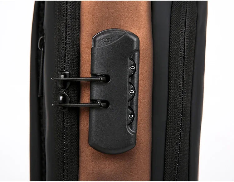 Fashion Business Men's Crossbody Bag Anti-Theft Password Lock Men's Chest Bag With USB Charging Port Travel Shoulder Bag for Man