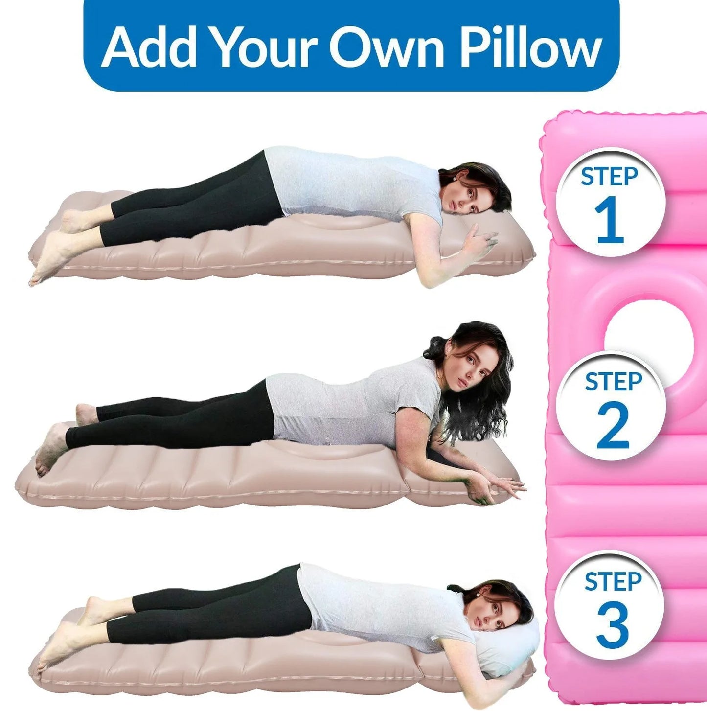Pvc Women Inflatable Mat Mattress Pillow Sleeping Mat Float with Hole for Tummy Say Goodbye to Pregnancy Related Aches and Pains