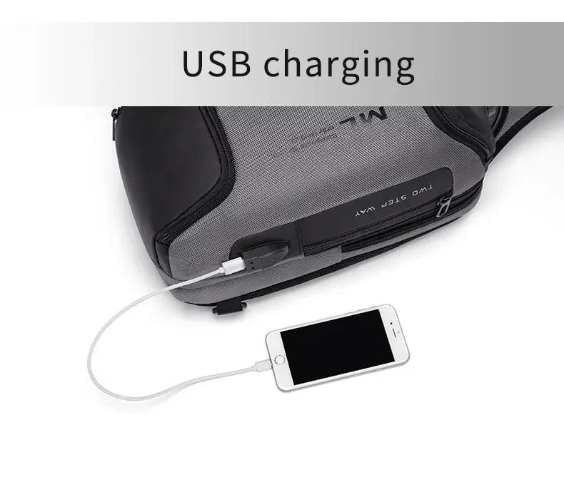Men Fashion Anti-theft Lock Multifunction Shoulder Bags USB Charging Sling Crossbody Travel Messenger Chest Bag Pack For Male