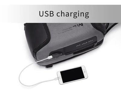 Men Fashion Anti-theft Lock Multifunction Shoulder Bags USB Charging Sling Crossbody Travel Messenger Chest Bag Pack For Male