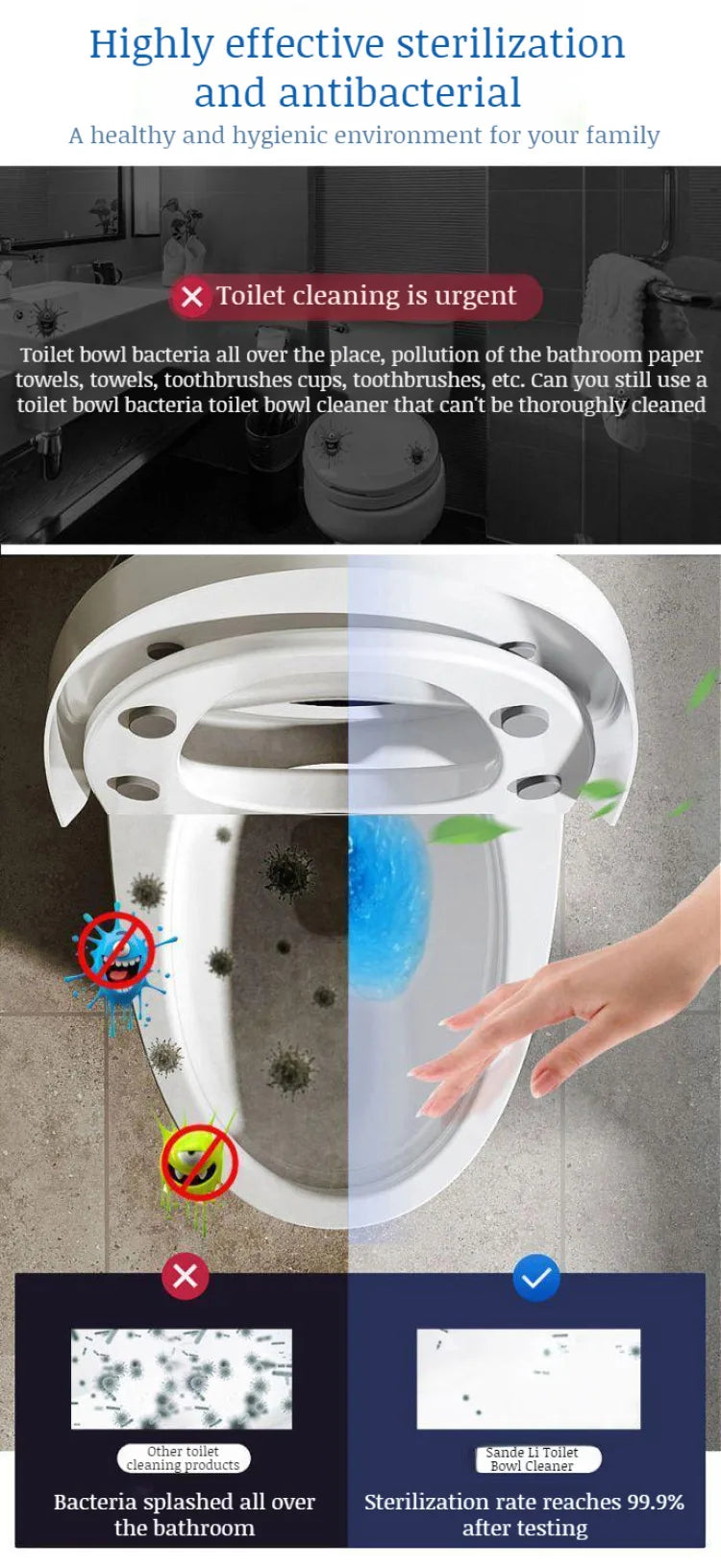 Toilet Bowl Cleaner Automatic Toilet Bowl Cleaner Disinfecting Deodorizing Household Descaling
