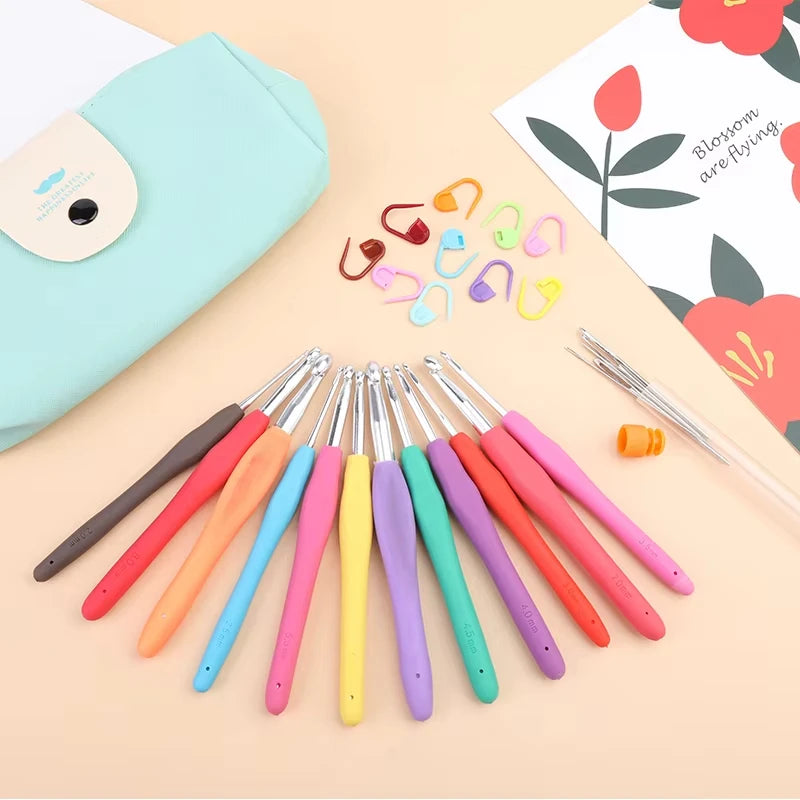 Fenrry Crochet Hooks Set Crochet Large-Eye Blunt Yarn Weave Knitting Needles Kit Needle Set Weave Craft Tools With Bag