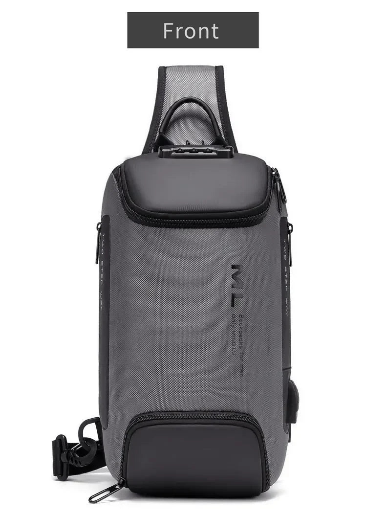 Men Fashion Anti-theft Lock Multifunction Shoulder Bags USB Charging Sling Crossbody Travel Messenger Chest Bag Pack For Male