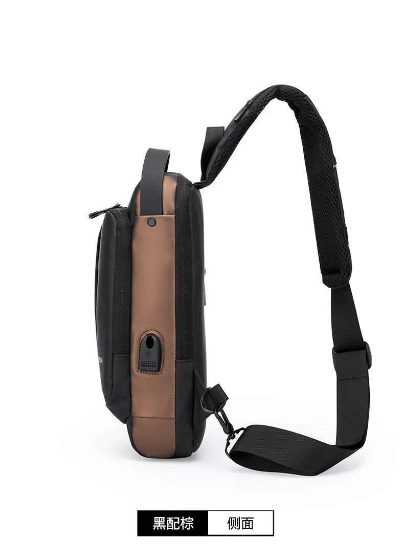 Men Anti Theft Chest Bag Shoulder Bags USB Charging Crossbody Package School Short Trip Messengers Bags Men's Oxford Sling Pack