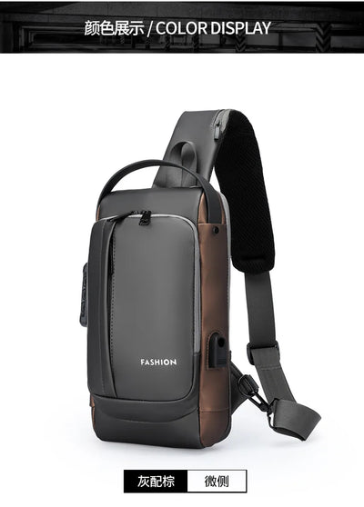 Men Anti Theft Chest Bag Shoulder Bags USB Charging Crossbody Package School Short Trip Messengers Bags Men's Oxford Sling Pack
