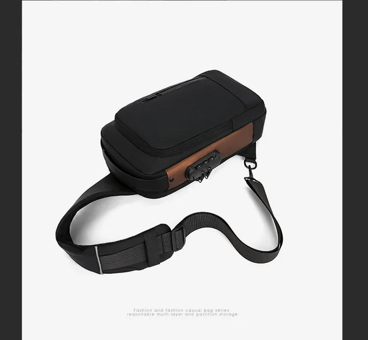 Fashion Business Men's Crossbody Bag Anti-Theft Password Lock Men's Chest Bag With USB Charging Port Travel Shoulder Bag for Man