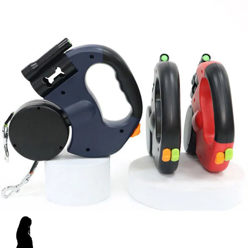 Automatic retractable two-end pet Dog leash with LED Light, 360 Swivel No Tangle for Each Adjustable Strap Auto Pet Leash Rope