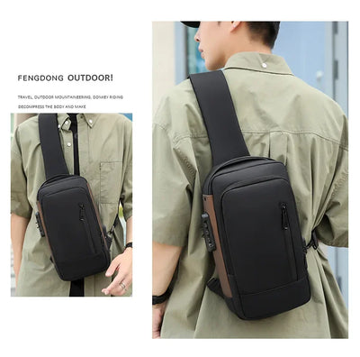Fashion Business Men's Crossbody Bag Anti-Theft Password Lock Men's Chest Bag With USB Charging Port Travel Shoulder Bag for Man