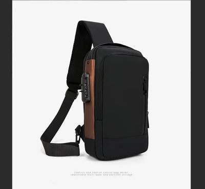 Fashion Business Men's Crossbody Bag Anti-Theft Password Lock Men's Chest Bag With USB Charging Port Travel Shoulder Bag for Man
